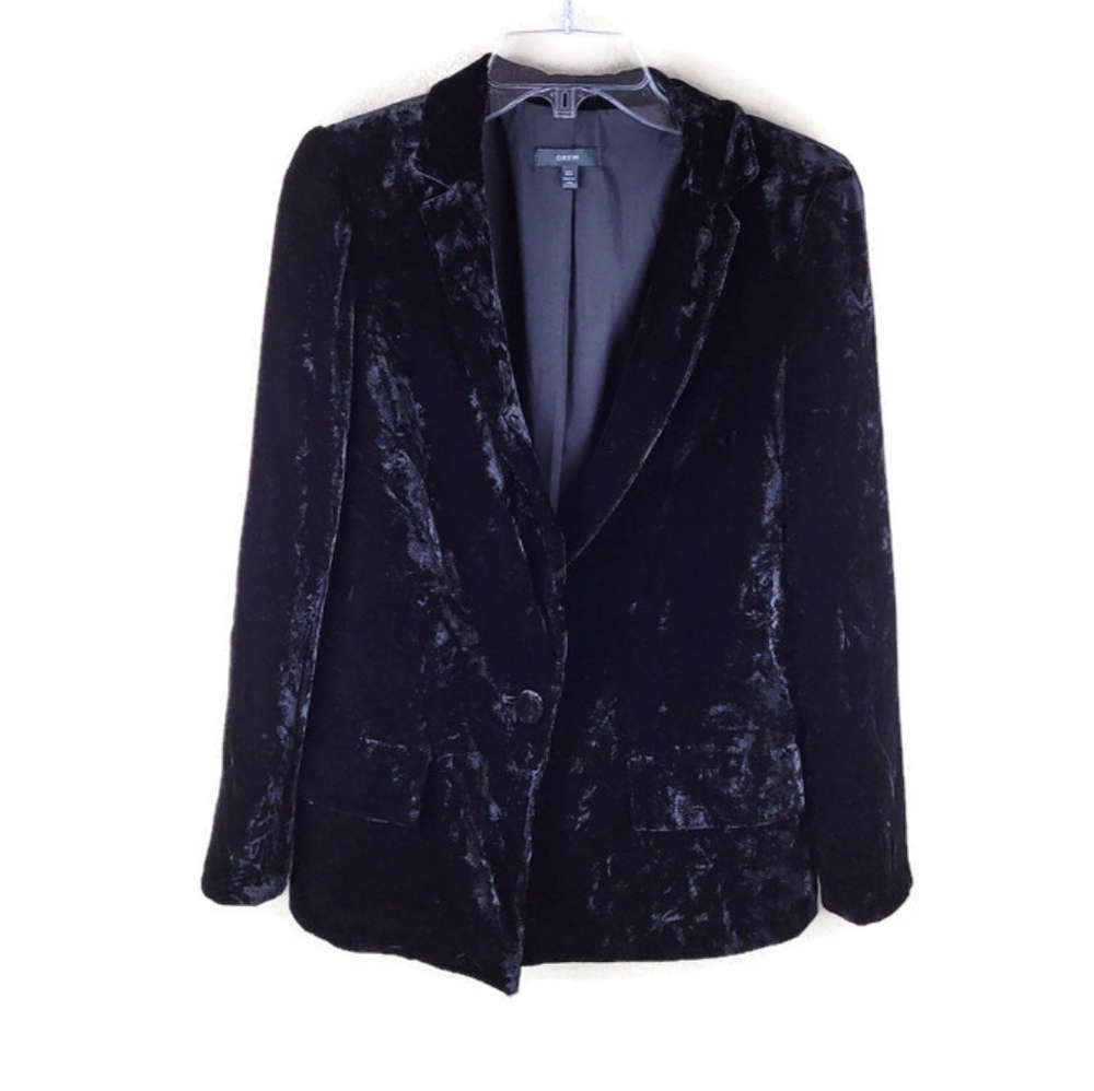 Drew Womens Blazer XS Black Silk Velvet Single Button Unstructured Blazer Party